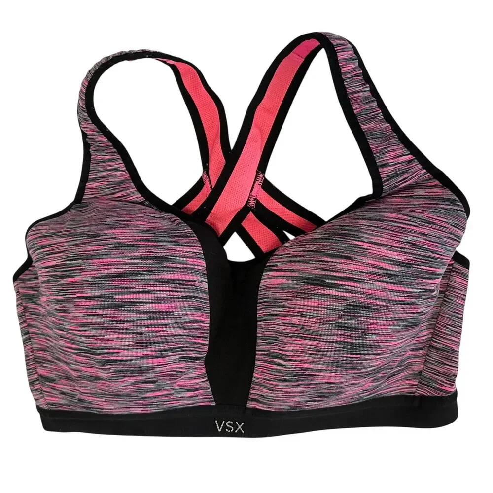 VSX Victoria's Secret Incredible Sports Bra Space-Dye Pink Black Size 34DD